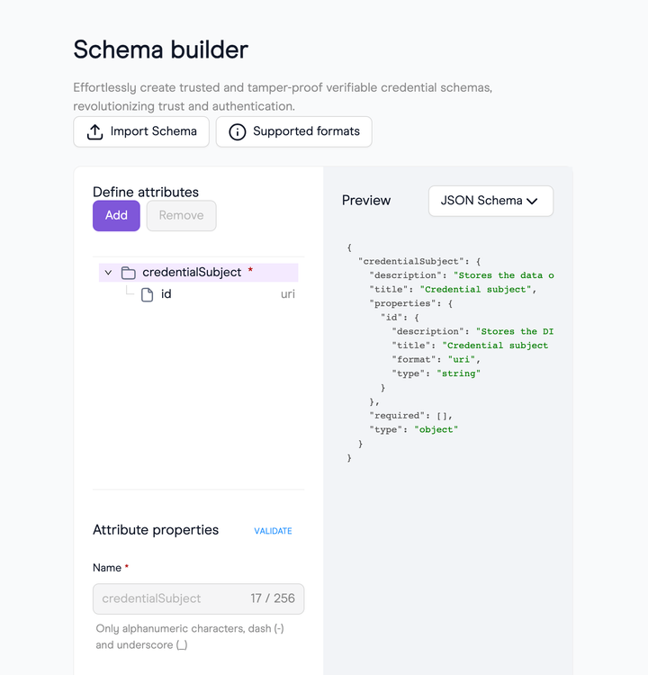 Schema attributes