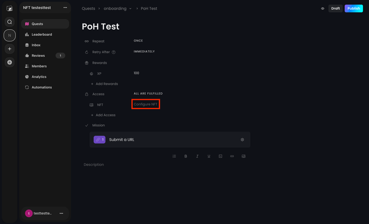 Configure NFT